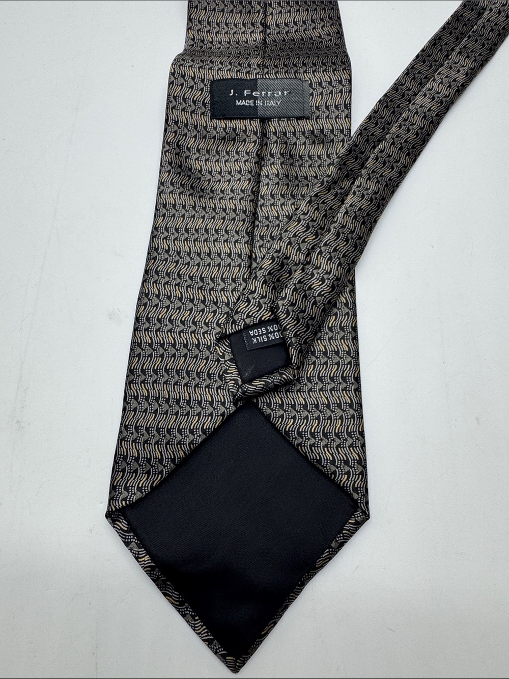 J. Ferrar Men's Patterned Brown and Black Silk Tie # 0098